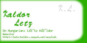 kaldor letz business card